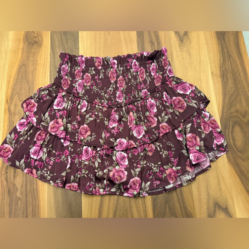 Altar'd State Burgundy and Pink Floral Skirt